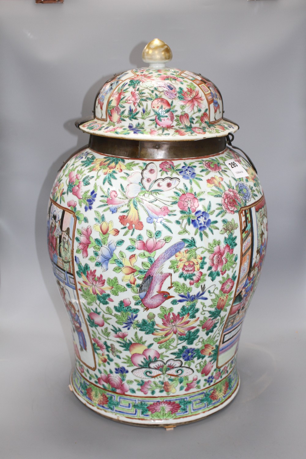 A large 19th century Chinese baluster jar and cover